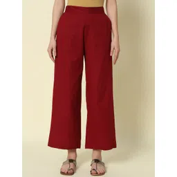 FIORRA Women Cotton Straight Chambray Palazzos-picture-34