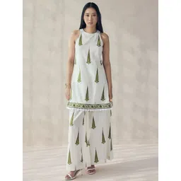 FIORRA Women Floral Printed Cotton Kurta with Palazzo-picture-39