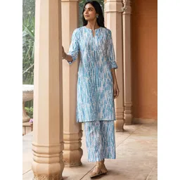 FIORRA Women Printed Regular Pure Cotton Kurta with Trousers-picture-30