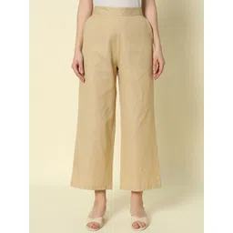 FIORRA Women Straight Chambray Ethnic Cotton Palazzos-picture-40