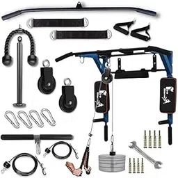 FIRE FITNESS 5in1 Multi Pull Up Bar & Dip Station, Lat Pulley System, Portable Home Gym Equipment with Cable Pulley System Attachment for Bicep, Tricep & Multi Workout-picture-24