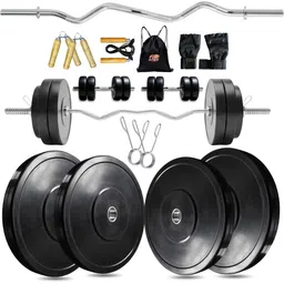 fire fitness 20 kg Rubber Weight Plate Gym Set with Gloves & Gym Accessories Combo Home Gym Combo-picture-10