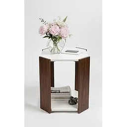 FireBees Side Tables for Bedroom & Living Room | Modern 2 Tier Round Side Table | Bedside Table & Small Corner Coffee Table | Wooden Stools for Home | Nightstand | Home Decor Furniture 36x31x31 cm-picture-15