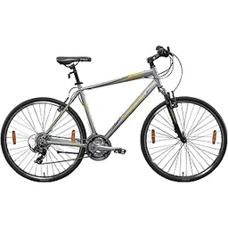 Firefox Bikes Road Runner Pro V -700C 21 Speed Hybrid Bike (Matt Silver & Grey) I Frame Size: 18 inch, Unisex, Front-picture-10