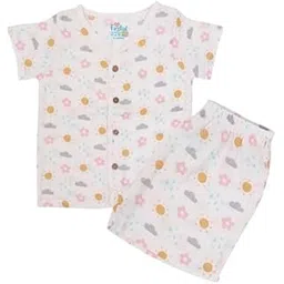 FIRST IN Printed Muslin Jabla Shorts Set Half Sleeve-image-0