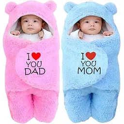 First Kick New Born Combo Pack of Baby Blanket Hooded Embroided Wearable Wrapper Baby Sleeping Bag(0-6 Months, L 27 x B 13 Inches) Pack of 2 Pcs-picture-18