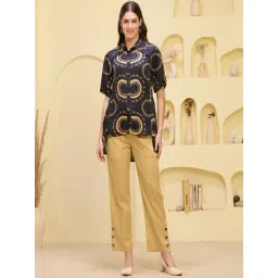 First Resort By Ramola Bachchan Black And Golden Embroidered Regular Fit Shirt-picture-36
