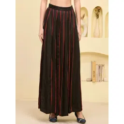 First Resort By Ramola Bachchan Black And Red Pleated Mid Rise Fitted Maxi Skirt-picture-21