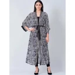 First Resort By Ramola Bachchan Black And White Zebra Print Cover-Up-picture-47