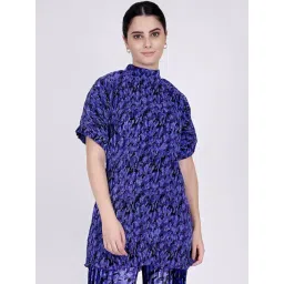 First Resort By Ramola Bachchan Blue Camouflage Print Top-picture-12