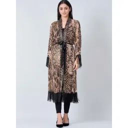 First Resort By Ramola Bachchan Brown Animal Print Long Kimono-picture-14