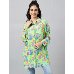 First Resort By Ramola Bachchan Citrus Green & Lemon Pucci Print Boyfriend Shirt-picture-35