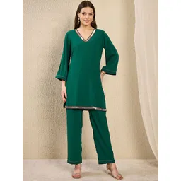 first resort by ramola bachchan First Resort by Ramola Bachcha V Neck Top With Trousers Co-Ords-picture-41