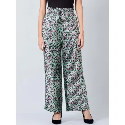 First Resort By Ramola Bachchan Green Animal Print Knife Pleated Palazzo-picture-13