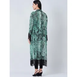 First Resort By Ramola Bachchan Green Animal Print Long Kimono image 5