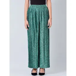 First Resort By Ramola Bachchan Green Animal Print Pleated Palazzo-picture-12