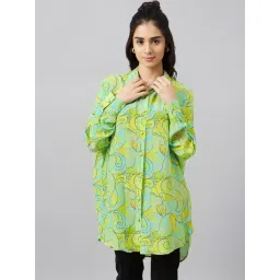 First Resort By Ramola Bachchan Neon Green & Yellow Pucci Print Boyfriend Shirt-picture-34