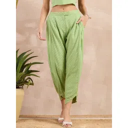 First Resort By Ramola Bachchan Pastel Green Eco-Chic Vogue Herringbone Narrow Trouser-picture-39