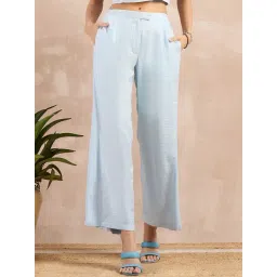 First Resort By Ramola Bachchan Sky Blue Eco-Chic Vogue Flared Trouser-picture-28