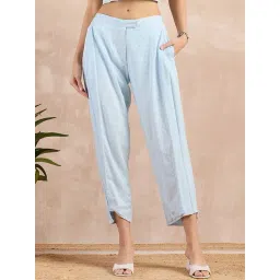 First Resort By Ramola Bachchan Sky Blue Eco-Chic Vogue Herringbone Narrow Trouser-picture-43