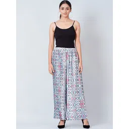 First Resort by Ramola Bachchan Women Floral Printed Relaxed Trousers-picture-34