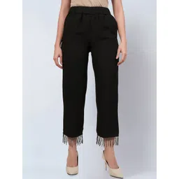 First Resort by Ramola Bachchan Women Smart Mid-Rise Linen Trousers-picture-11