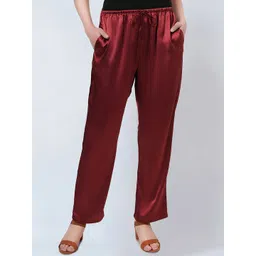 First Resort by Ramola Bachchan Women Smart Satin Straight Trousers-picture-39