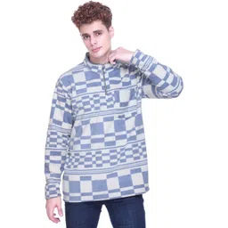 FIRST SLEEP Men Checked High Neck Half Zipper Sweatshirt-picture-38