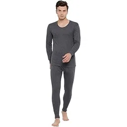 first sleep Men Thermal Set for Winter Top & Bottom Wear Color Grey Size L-picture-40