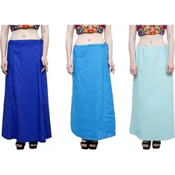 First Trend Fashions Women saree inskirt Blue Firozi Sky Blue Combo Pack3 Waist46 ladies underskirt Pure Cotton Petticoat image 1
