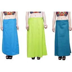 First Trend Fashions Women saree inskirt Firozi Mehndi Peacock Combo Pack3 Waist46 ladies underskirt Pure Cotton Petticoat-picture-10