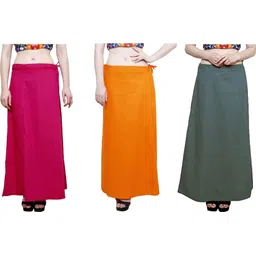 First Trend Fashions Women saree inskirt Pink Orange Grey Combo Pack3 Waist46 Saya ladies underskirt Pure Cotton Petticoat-picture-14