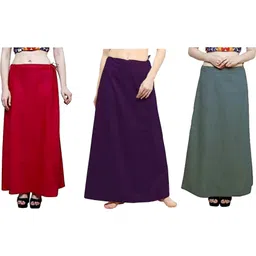 First Trend Fashions Women saree inskirt Red Purple Dark Grey Combo Pack3 Waist38 ladies underskirt Pure Cotton Petticoat-picture-16
