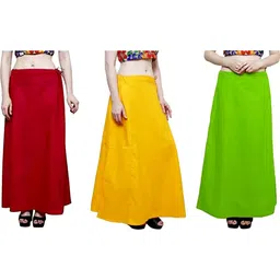 First Trend Fashions Women saree inskirt Red Yellow Green Combo Pack3 Waist38 Saya ladies underskirt Pure Cotton Petticoat-picture-15