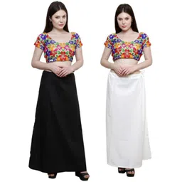 First Trend Fashions Women saree ladies inskirt combo Black white colour fast Waist46 XXL pack2 Pure Cotton Petticoat-picture-17