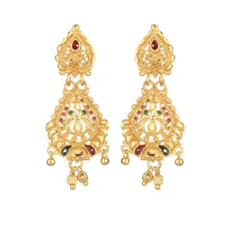 FirstBlush Long Temple Dangler Earrings Screw-Back Traditional Gold-Tone Festive Jewellery-picture-11