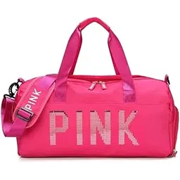 firstdemand Polyester Luxury Handbags Duffle Bag, 16 cm, Shoe Compartment, Adjustable Shoulder Strap, Travel Sports Gym Weekend Bag for Men and Women, Hot Pink-picture-19