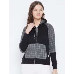 FirstKrush Women Black & Grey Hooded Sweatshirt-picture-35