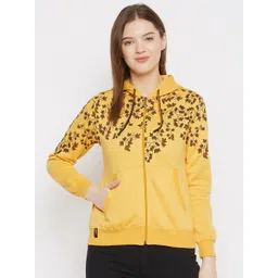 FirstKrush Women Mustard Yellow Printed Hooded Sweatshirt-picture-27