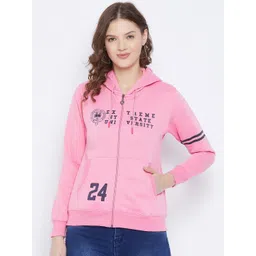 FirstKrush Women Pink Printed Hooded Sweatshirt-picture-19