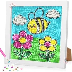 Firstly 5D Diamond Painting Kits for Kids Adults with Wooden Frame, Cartoon DIY Full Drill Diamond Gem Art for Kids, Art and Crafts for Kids Ages 6-8-10-12 Girls Boys for Birthday| Honey Bee-picture-10