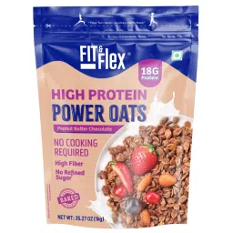 fit and flex FIT & FLEX High Protein Oats, Peanut Butter Chocolate, 1kg, Zero Refined Sugar, Ready To Eat, Gluten Free & Preservative Free - As Seen on Shark Tank India-picture-16