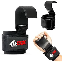 FitBox Sports Weight Lifting Wrist Straps with Steel Hooks | Powerlifting, Wrist Supporter for Deadlifting with Padded Support - Black-picture-10