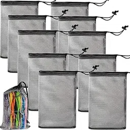 fitcozi 10PCS 8X12inch Nylon Mesh Drawstring Bags with Cord Lock Closure Delicates Laundry Bag For Washing Machine Small Gym Bag for Basketball, Volleyball, Football, Golf Stuff Balls-picture-26