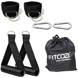 Fitcozi Resistance Band Handles for Straps Workout - 2 Pcs Grip Attachment Parts 2 Pcs Ankle Straps with Stainless Steel D-Ring for Cable Machine 2 Pcs Carabiners 1 Pc Bag Set-picture-16