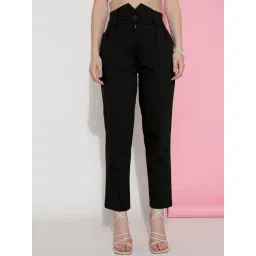 FITHUB Black Regular Fit High Rise Trousers-picture-23
