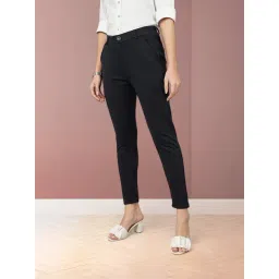 FITHUB Black Skinny Fit High Rise Trousers-picture-46