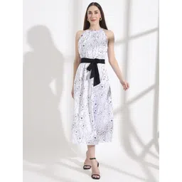 FITHUB Floral Print Satin Formal Bodycon Maxi Dress image 1