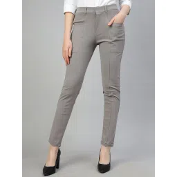 FITHUB Light Grey Slim Fit Mid Rise Trousers-picture-42