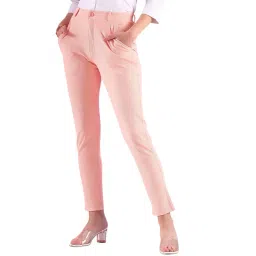 FITHUB Peach Skinny Fit High Rise Trousers-picture-29